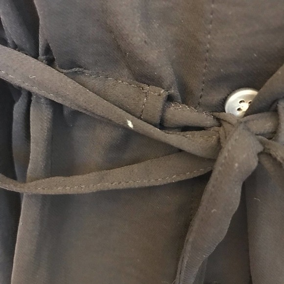 Banana Republic Black Drop Hem Tank Cinched Waist Button Up Blouse Size XXSP - Picture 3 of 7